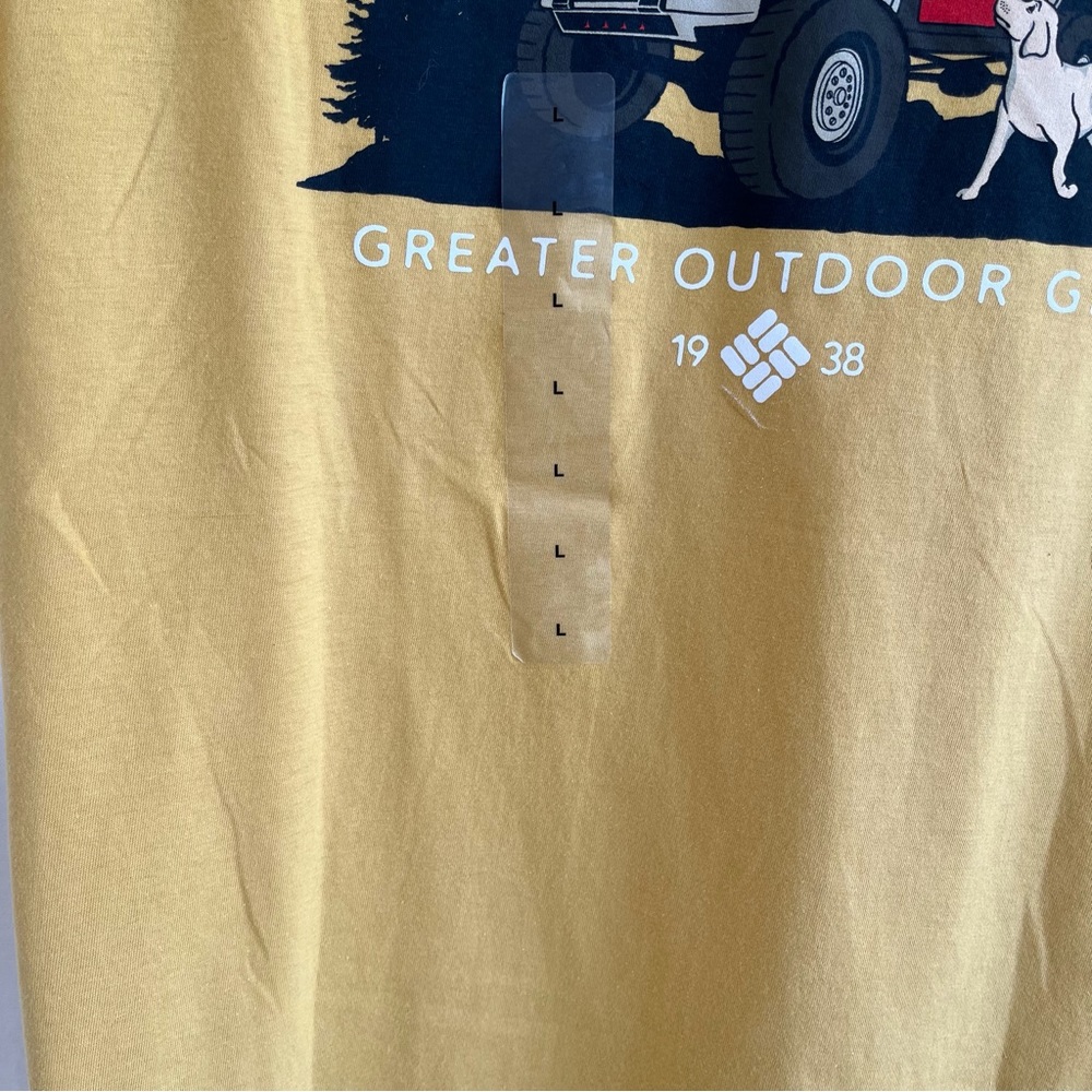 Columbia Graphics “Greater Outdoor Gear” NWTShort SleeveT-ShirtYellow Size Large - Picture 6 of 8